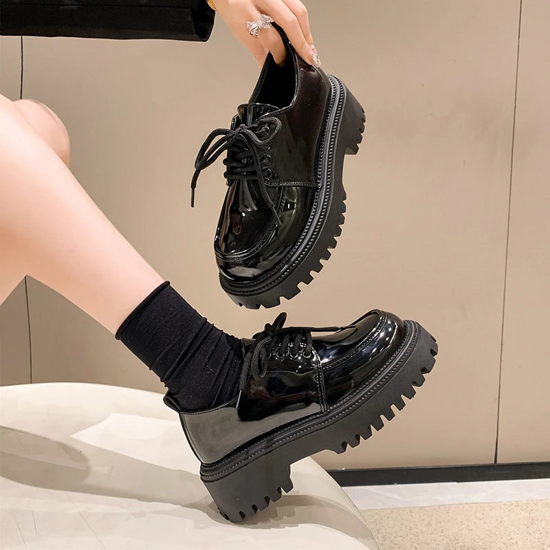 Zapatos con plataforma punky spring - negro brillo