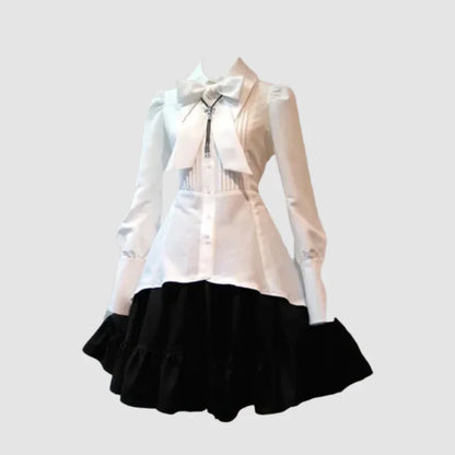 Vestido lolita elegante - blanco y negro
