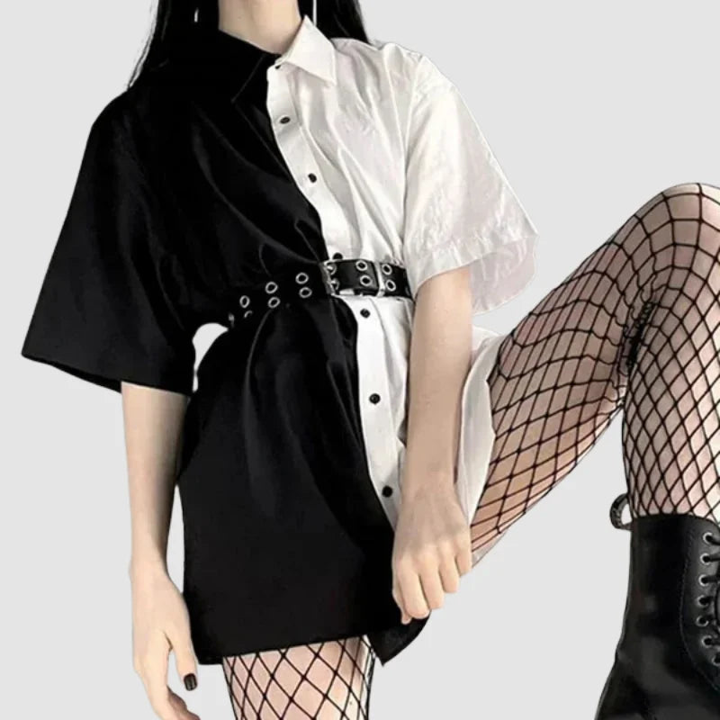 CAMISA DE VESTIR BLANCO Y NEGRO