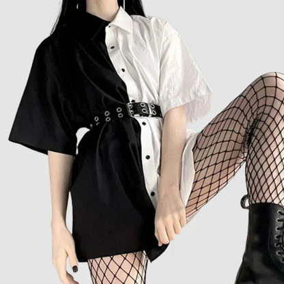 CAMISA DE VESTIR BLANCO Y NEGRO