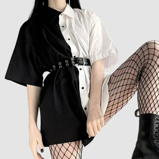 CAMISA DE VESTIR BLANCO Y NEGRO