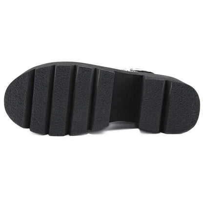 ZAPATOS GÓTICOS DE PIEL ECO EN NEGRO CON CADENA