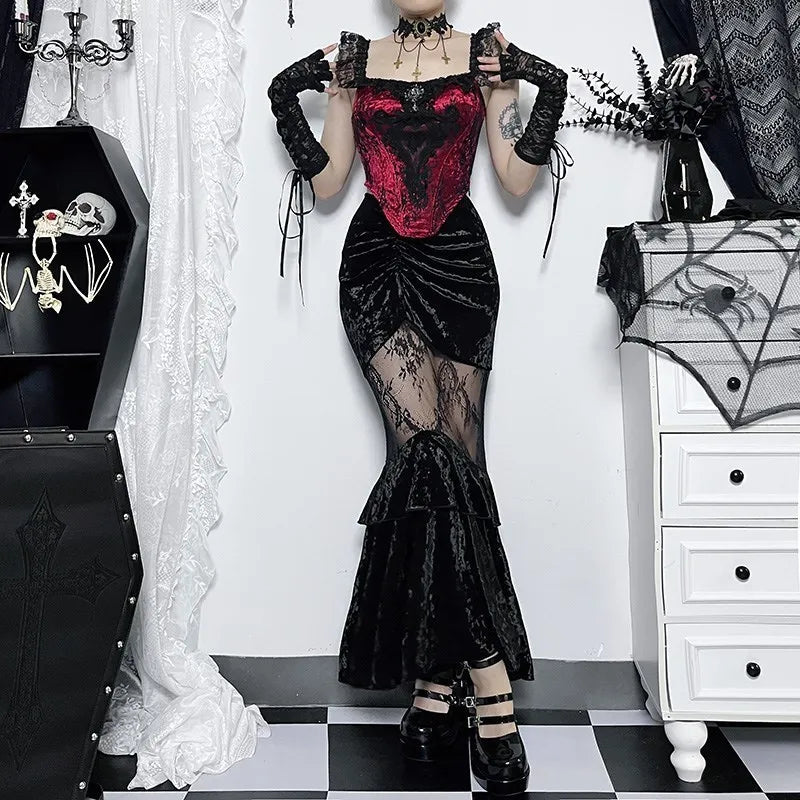 Falda de encaje gótico - negro