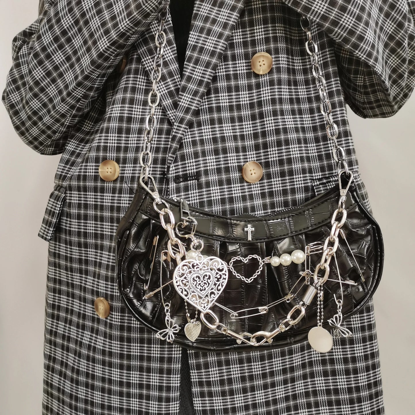 Bolso gótico plisado - negro