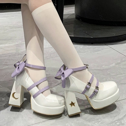 Tacones lolita - Blanco y morado