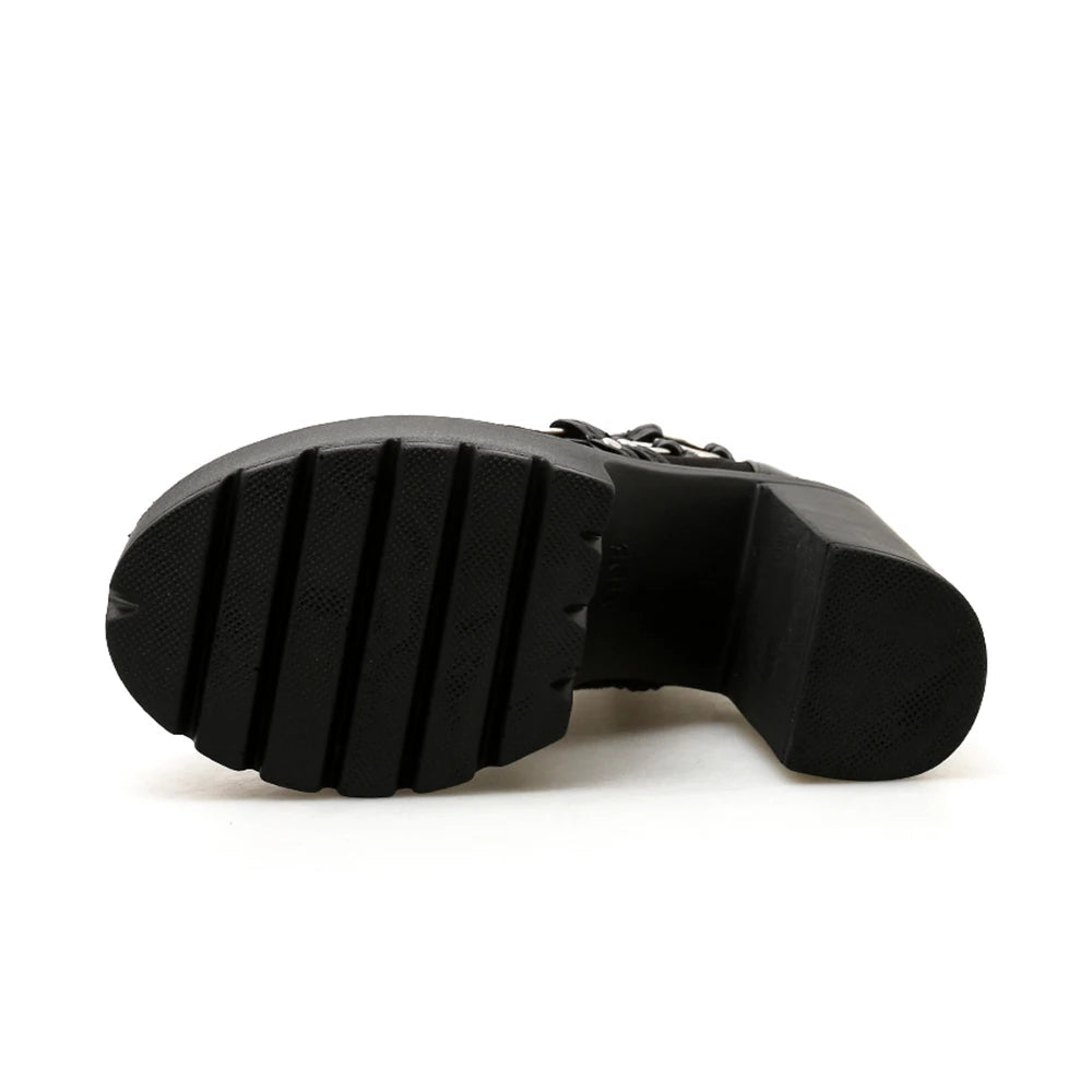 Botas de moto de tacón alto para mujer.