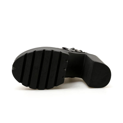 Botas de moto de tacón alto para mujer.