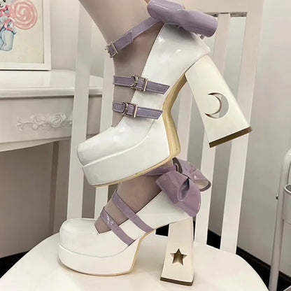 Tacones lolita - Blanco y morado