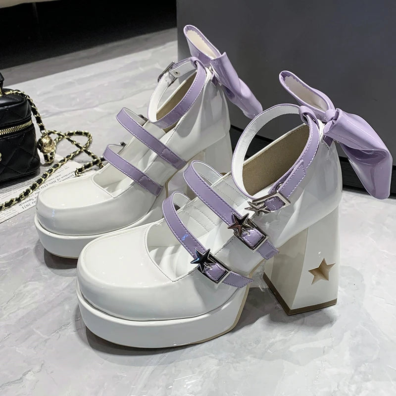 Tacones lolita - Blanco y morado