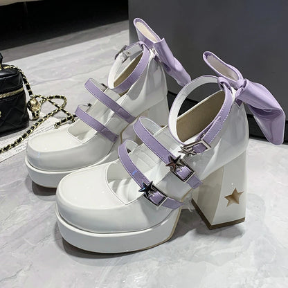 Tacones lolita - Blanco y morado