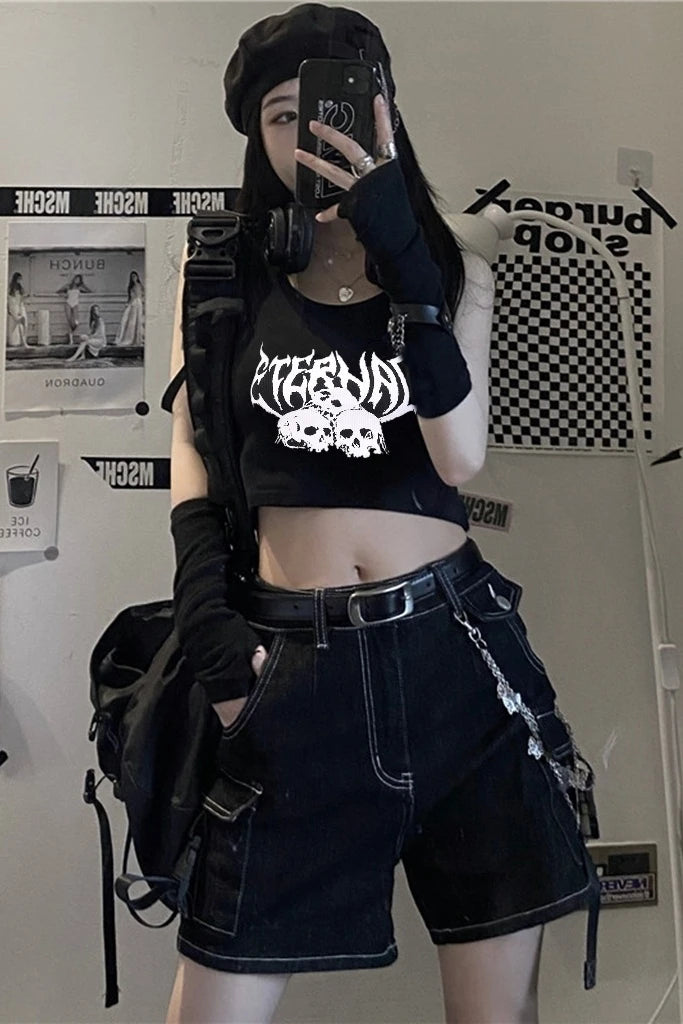 Camiseta sin mangas corta etérea