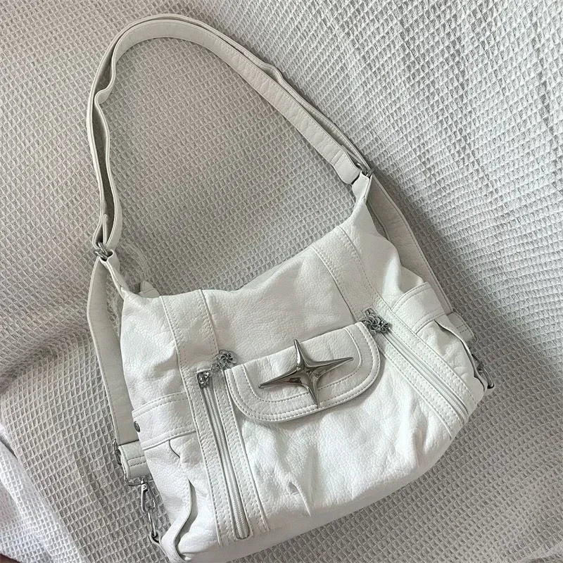 Bolso de cuero Pu blanco