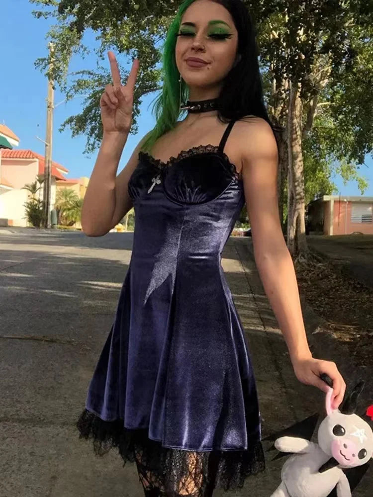 Velvet gothic spring dress