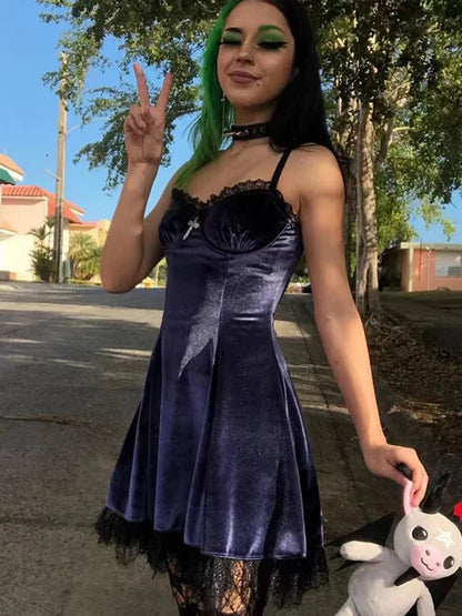 Velvet gothic spring dress