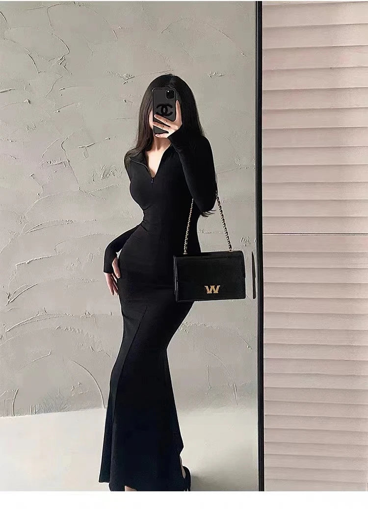 Tight long sleeve gothic dress