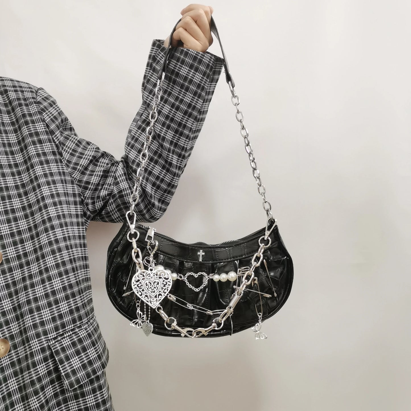 Bolso gótico plisado - negro