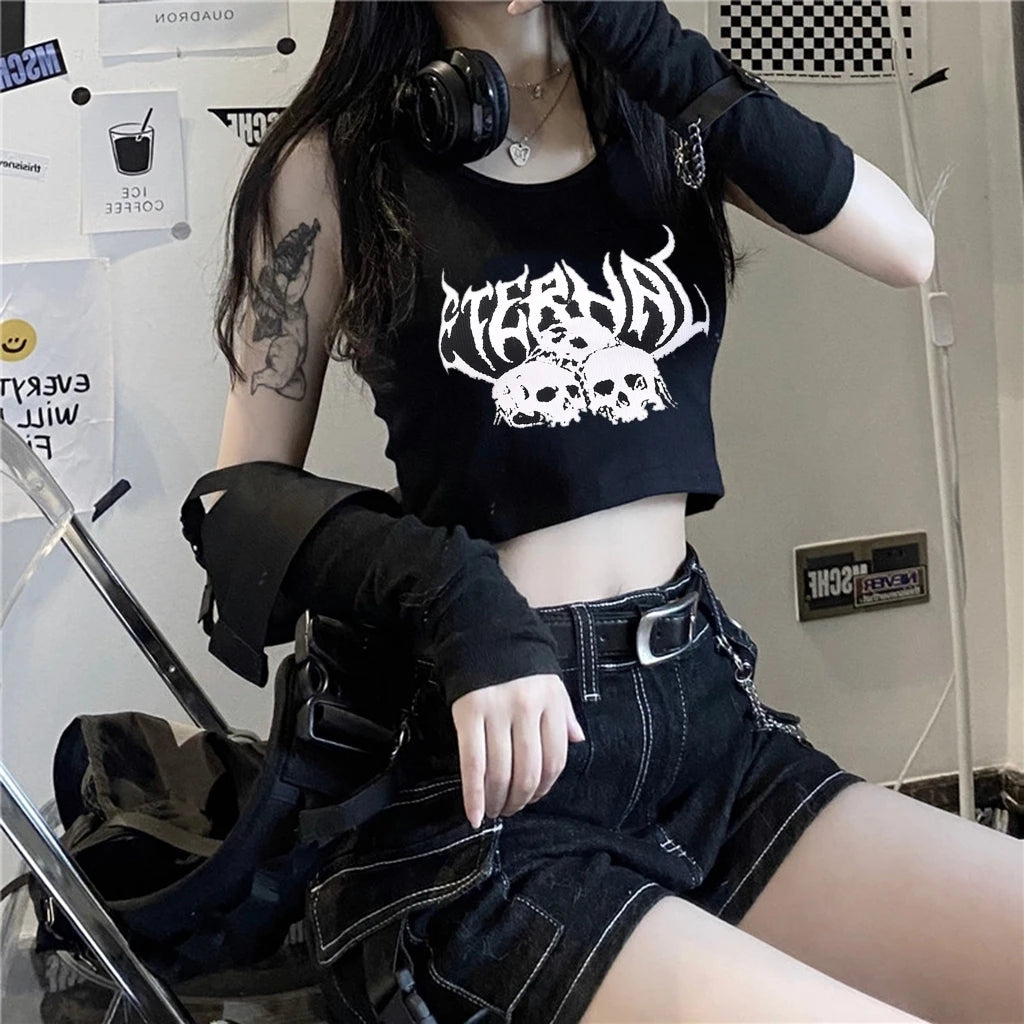 Camiseta sin mangas corta etérea