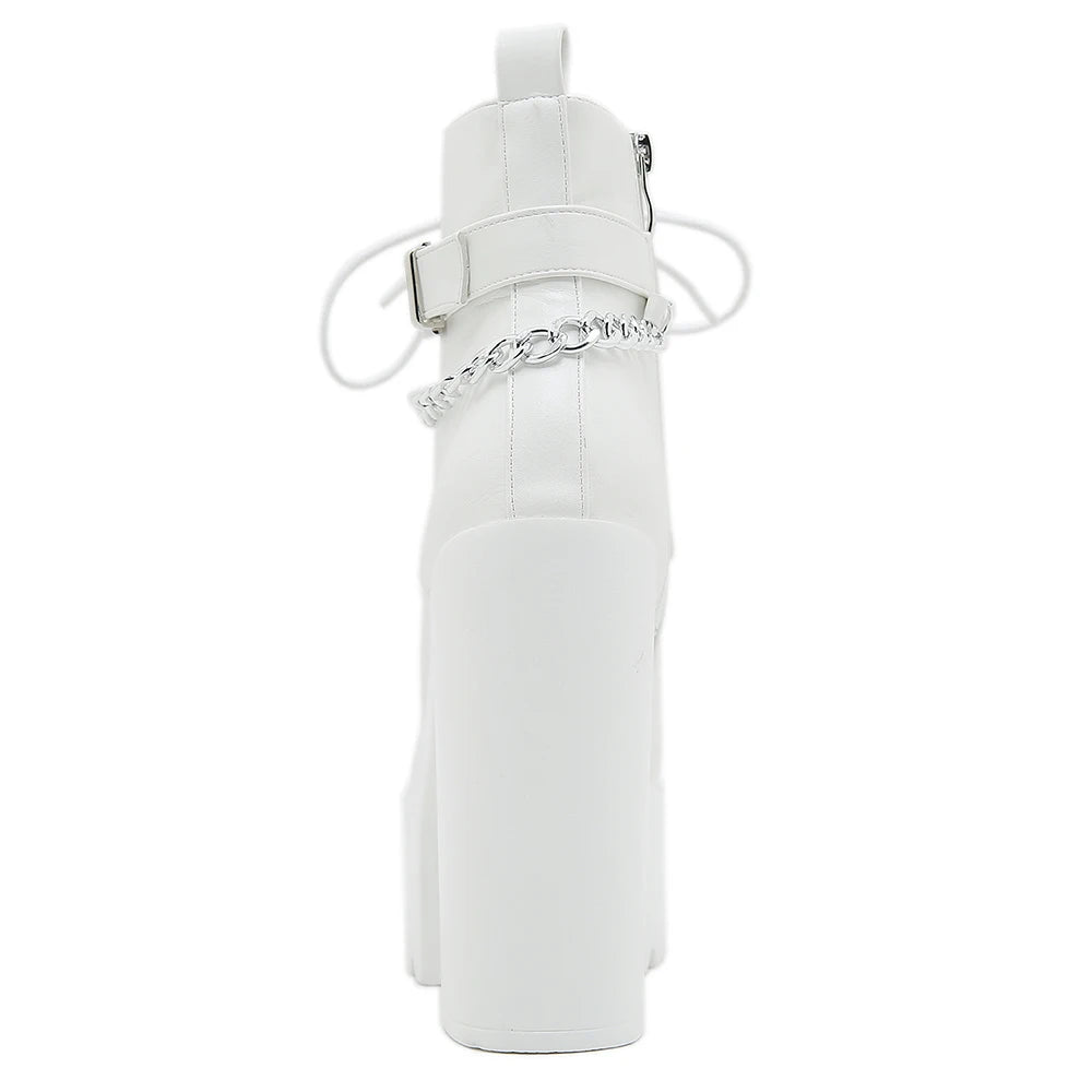 Zapatos altos con cadena - blanco