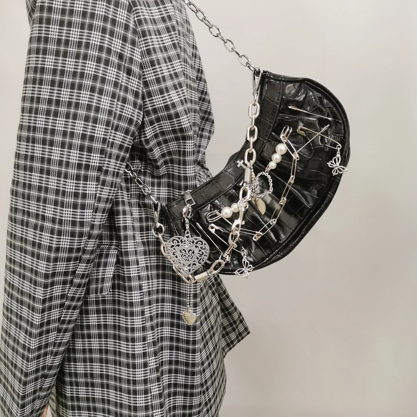 Bolso gótico plisado - negro