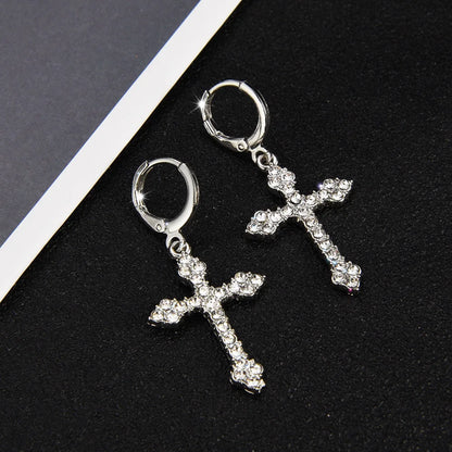 Gothic crystal earrings with a cross motif
